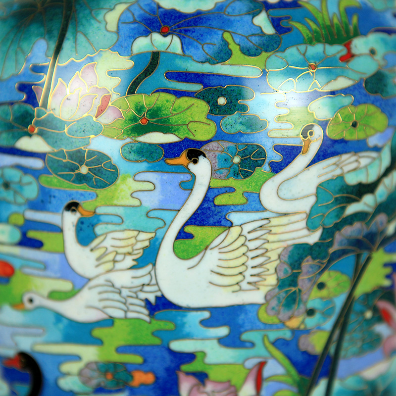张同禄景泰蓝《天鹅瓶》 货号123042